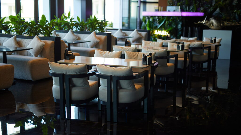 The interior of a posh restaurant